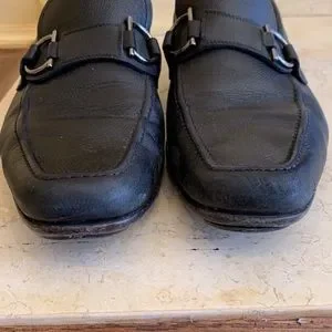 Ferragamo black pebbled leather loafers. Silver buckle detail. Size 12. Salvatore Ferragamo | Shoes | Ferragamo Black Pebbled  main image 2